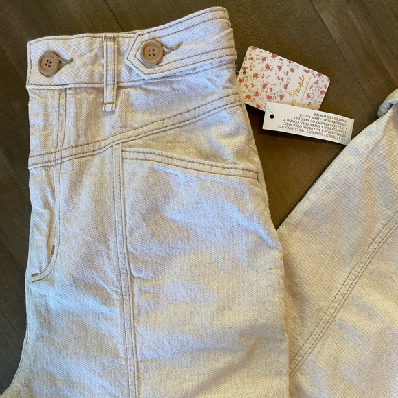 Free People We The Free City of Lights High Rise Linen Blend Jeans - Picture 4 of 11